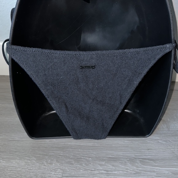 Black terry cloth Astro top with string bottom swimsuit set. - Picture 9 of 14